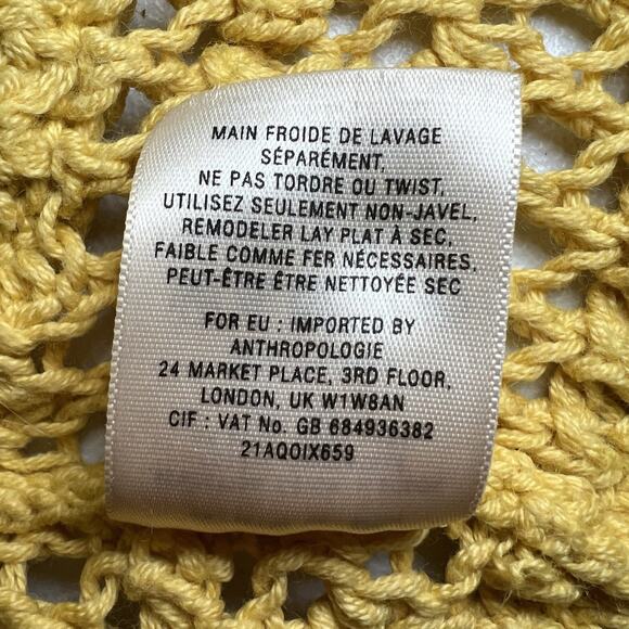 Charlie & Robin Anthropologie Butter Yellow Open-Knit Cardigan Sweater Size S - Picture 6 of 7